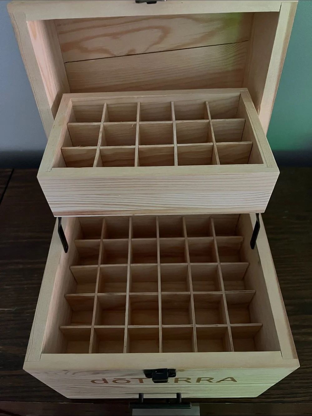 Doterra Natural Wood Storage Box with Metal Latch